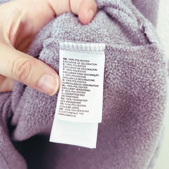 [The North Face] Purple Knit Stitch Fleece Hoodie Snap Button Mock Neck Sz Large - Picture 11 of 12